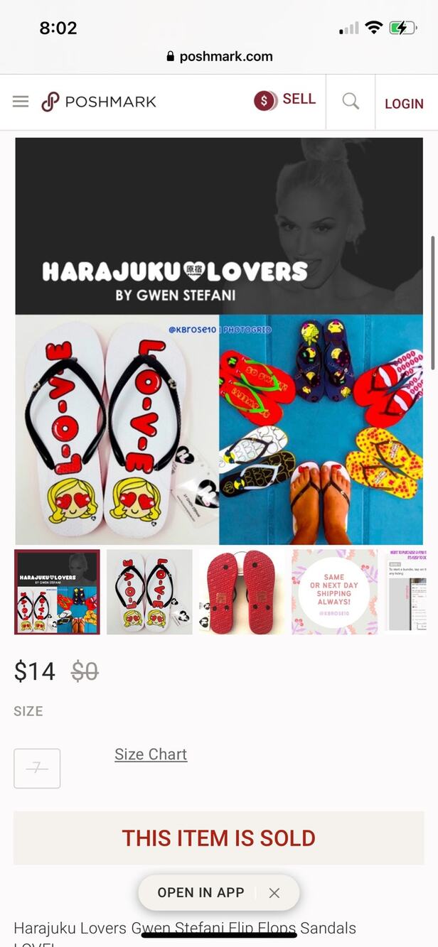 Harajuku Lovers by Gwen Stefani LOVE Flip Flops Size 3/4